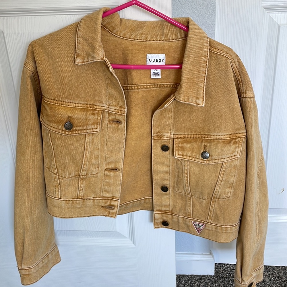 Gold/mustard Guess vintage Cropped Jean Jacket - Picture 3 of 4